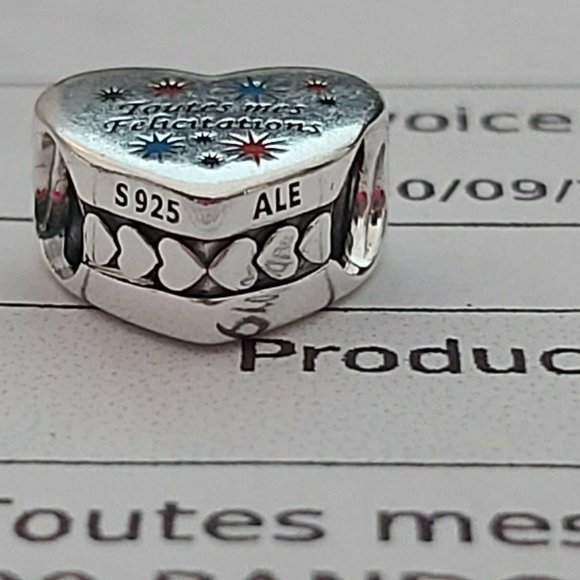 PANDORA *FRANCE EXCLUSIVE* “TOUTES MES FÉLICITATIONS CHARM (VERY RARE) - Picture 2 of 8